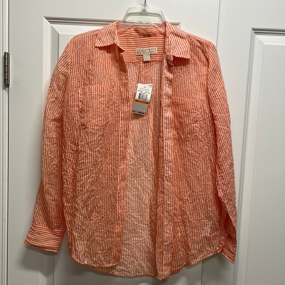 Orange Button Up Top